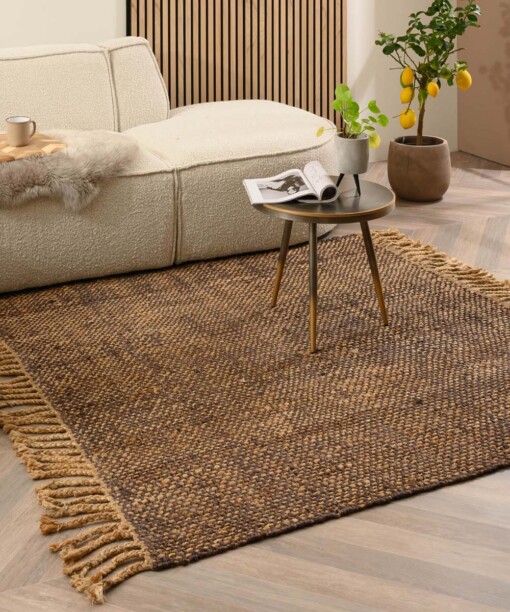 Jute vloerkleed vierkant - Chunky bruin/naturel - sfeer