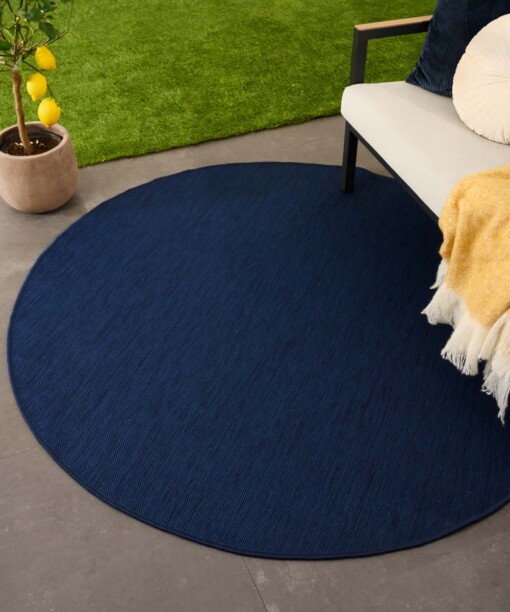 Rond buitenkleed effen - Flip donkerblauw