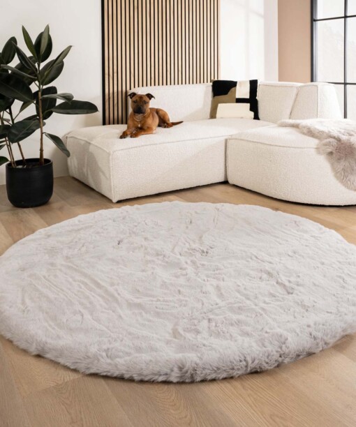 Fluffy vloerkleed rond - Comfy Deluxe lichtgrijs - sfeer