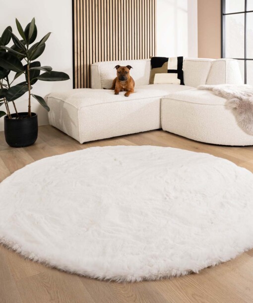 Fluffy vloerkleed rond - Comfy Deluxe wit - sfeer