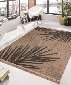 Jute buitenkleed - Palmbladeren beige/zwart - sfeer