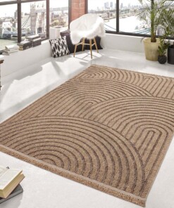 Jute buitenkleed - Waves beige/zwart - sfeer