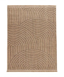 Jute buitenkleed - Waves beige/zwart - overzicht schuin