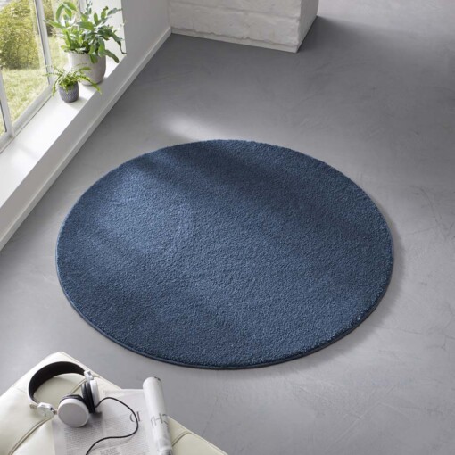 Rond laagpolig vloerkleed - Bliss donkerblauw - sfeer