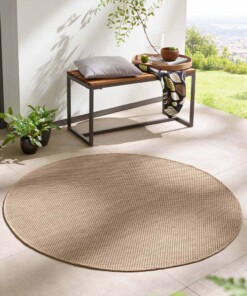 Rond buitenkleed - Elara beige - sfeer