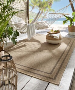 Jute buitenkleed  lijstmotief - Elara beige - sfeer