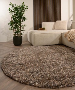 Rond hoogpolig vloerkleed - Blend beige/grijs - sfeer