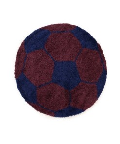 Rond vloerkleed Kinderkamer - Voetbal donkerblauw/rood - overzicht