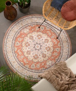 Rond Vintage buitenkleed - Valenca Nova terracotta - sfeer