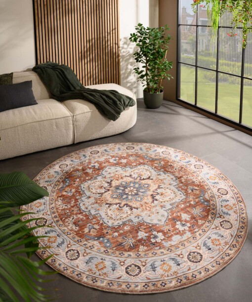 Rond Vintage buitenkleed - Valenca Fino terracotta - sfeer