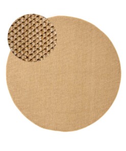 Rond laagpolig vloerkleed - Loom beige - overzicht