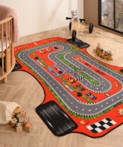 Kindervloerkleed - Joy Racetrack rood - sfeer