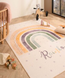 Kindervloerkleed - Joy Regenboog crème - sfeer