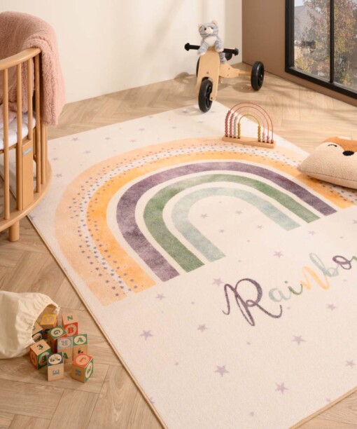 Kindervloerkleed - Joy Regenboog crème - sfeer