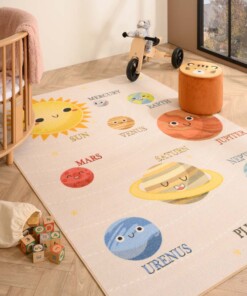 Kindervloerkleed - Joy Planeten beige - sfeer